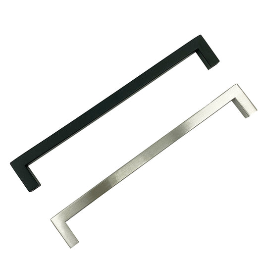 Premium 8" Square Cabinet Pulls: Rust-Resistant 304 Grade Stainless Steel, Classic Steel or Elegant Black Finish