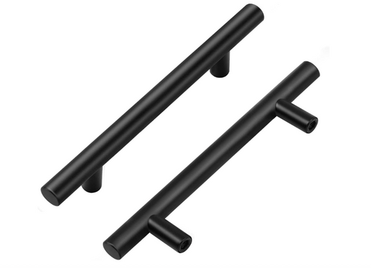 Premium BLACK T Bar Cabinet Pulls - SOLID Stainless Steel