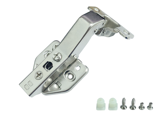 Soft-Closing 45° Cabinet Hinges with 3D Clip-On Adjustment Plate - 45mm Cup Size