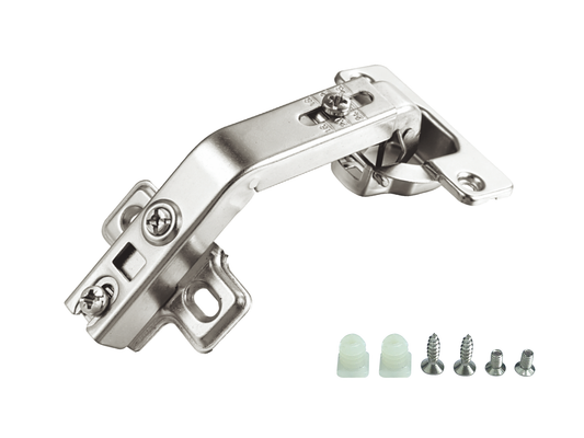 Complete 135° Cabinet Hinge Set: Includes 45mm Hinge Cup, Hinge Body, Plate, Dowels, Screws