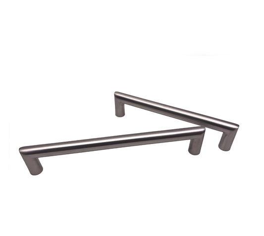 Stainless Steel Round Bar Pulls: Elegant Design, 5" CC, 5.5" Overall Length